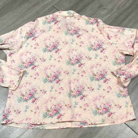 J.Jill Floral Long Sleeve Button Front 100% Cotton Shirt size XLT - Picture 7 of 8